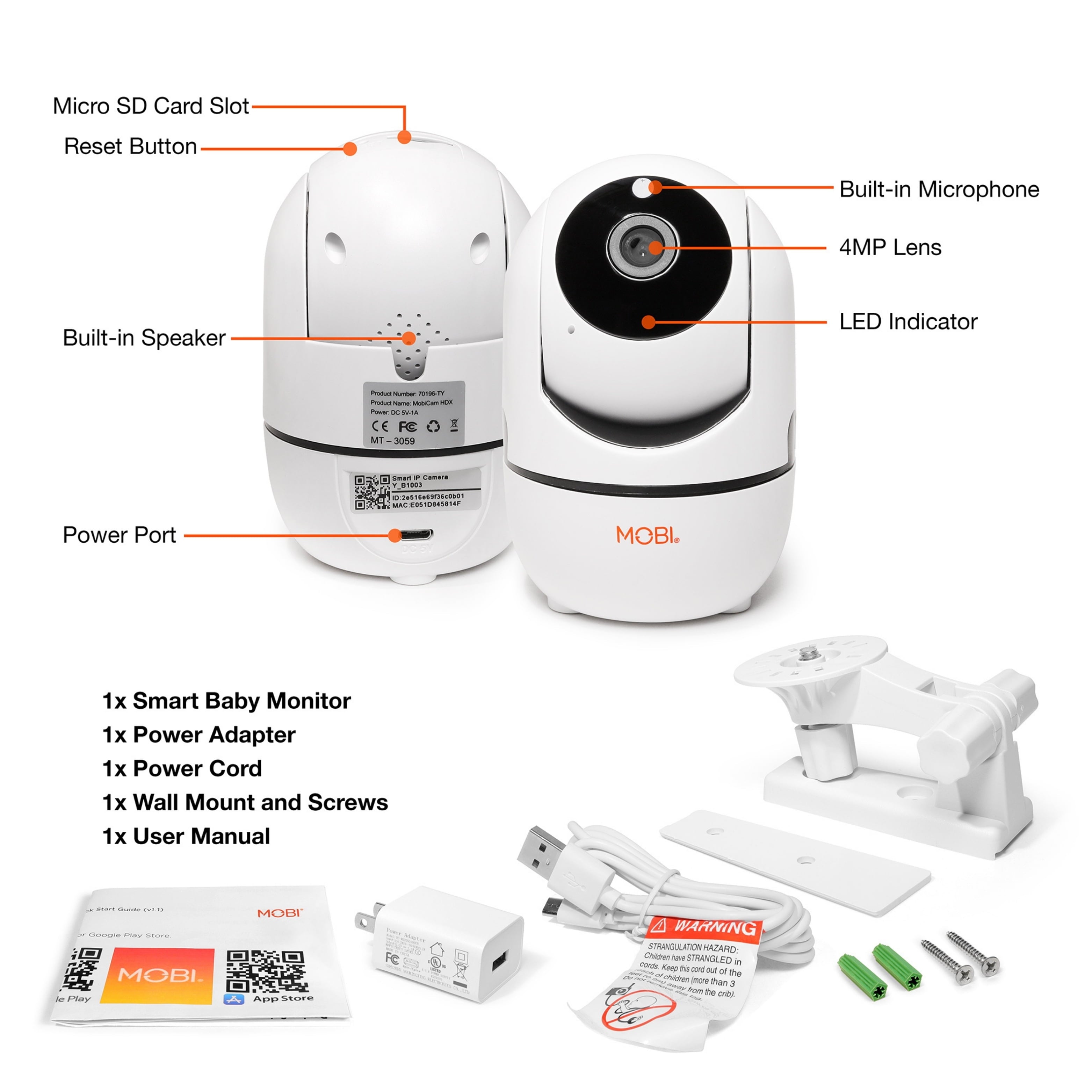 cam HDX Wi-Fi Pan & Tilt Smart Nursery Monitoring Camera